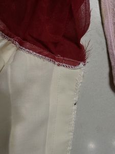 Silk off White Kurti &amp; Maroon Full Sleeve