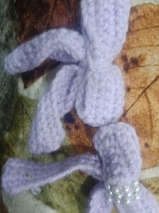 Cute Lilac Crochet Bow Hair Clips