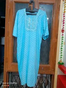 🇳🇿💫💗Aqua Polka Dot Office Wear Kurti