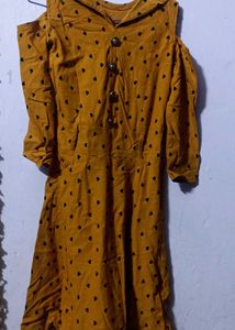 Mustard Yellow Heart Print Dress