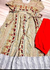 Patterned Anarkali Dress