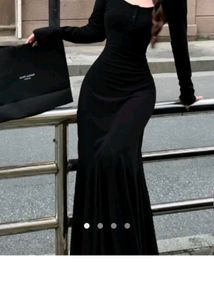 french fishtail fitted sleeves button dress from S