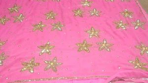 MAKE OFFER 💖 Pink Floral Embroidered Saree