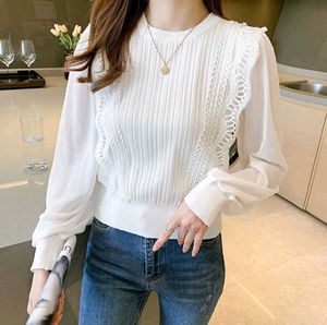 Elegant Lace Trim Knit Top