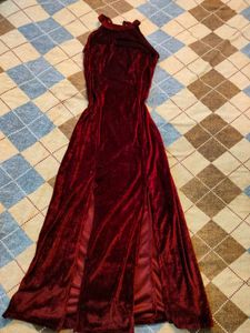 Vintage Velvet Slit Gown