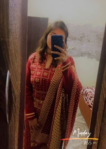 Red &amp; Gold Ethnic Kurta Set