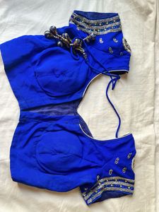 Royal Blue Stone Work Designer Saree