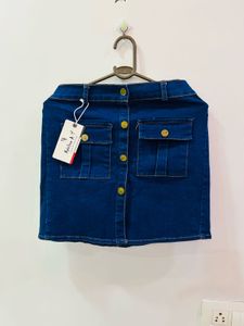 Denim Mini Skirt with Pockets