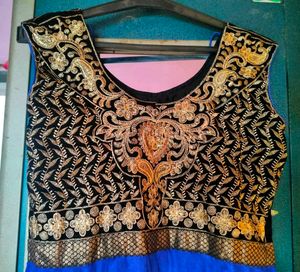 Blue & Gold Embroidered Ethnic Skirt