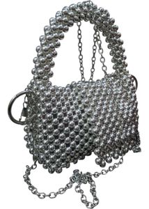 Silver Beaded Mini Bag