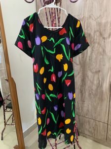Floral Print Black Dress