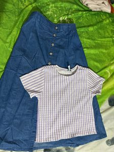 Denim Skirt And Top Combo WithTop