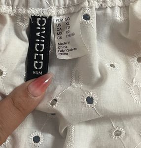 H&M Divided White Eyelet Top XL