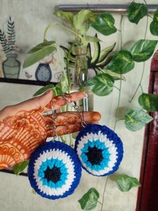 Evil Eye Crochet Keychain