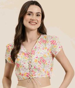 Floral Lace-Up Top