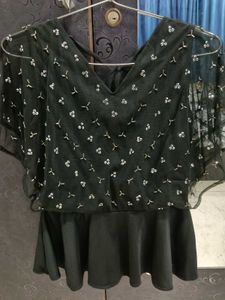 Chic Black Embellished Top