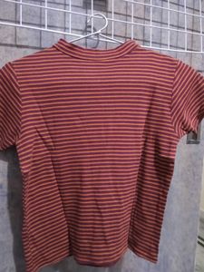 Vintage Style Ribbed Striped T-Shirt – Casual Wear