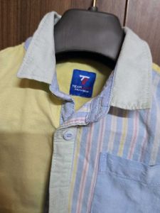 Color Block Striped Short Sleeve Shirt