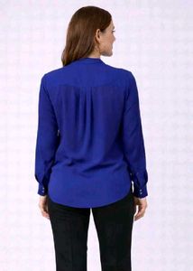 MANGO Women's Royal Blue Longline shirt