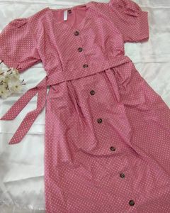 Korean influenced Pink polka dot dress