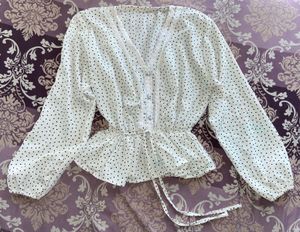 White V-Neck Crop Top