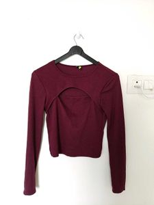 Burgundy Cutout Crop Top