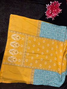 Yellow &amp; Blue Printed Kurti