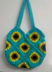 Crochet Sunflower Tote Bag