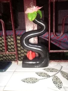 Modern Black Vase with Floral Arrangement