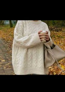 Cream Cable Knit Oversized Sweater