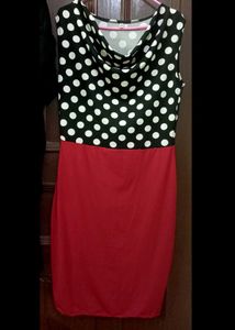 Chic Polka Dot &amp; Red Pencil Dress