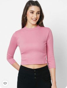 Pink Ribbed Crop Top