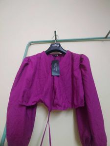 Pink Tie-Front Crop Top