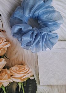 Light Blue Organza Scrunchie