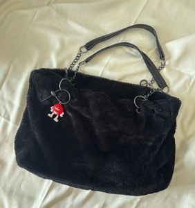 Fuzzy Cozy Korean style Black Tote bag