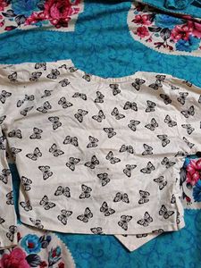 White Butterfly Cropped Jacket