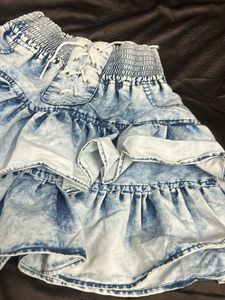 Denim Ruffle Shorts