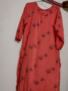 PEACH COTTON KURTA