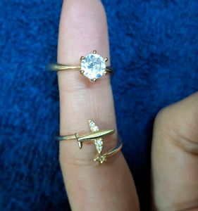 Set Of 2 Gold Colour Rings For Women
