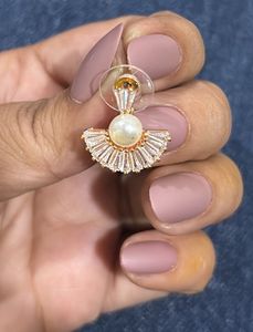 Pearl &amp; Crystal Fan Earrings