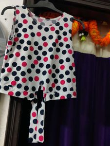 Polka Dot Tie-Front Top