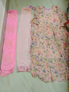 Beautiful Pink Frock With Straight Paint