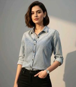 Lee Cooper Blue Denim Jacket Shirt For Women