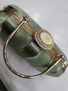 Green Satin Clutch