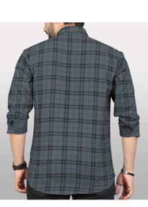 Gray Plaid Button-Down Shirt