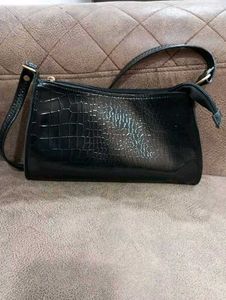 Black Croc Shoulder Bag