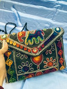 Black Colourfull Print Boho Style Sling