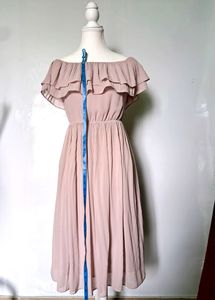 Blush Off-Shoulder Ruffle Dress