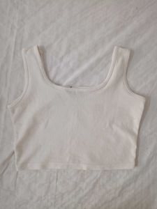White Crop Tank Top