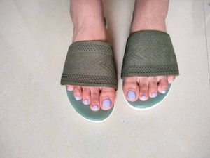 Sage Green Woven Slide Sandals